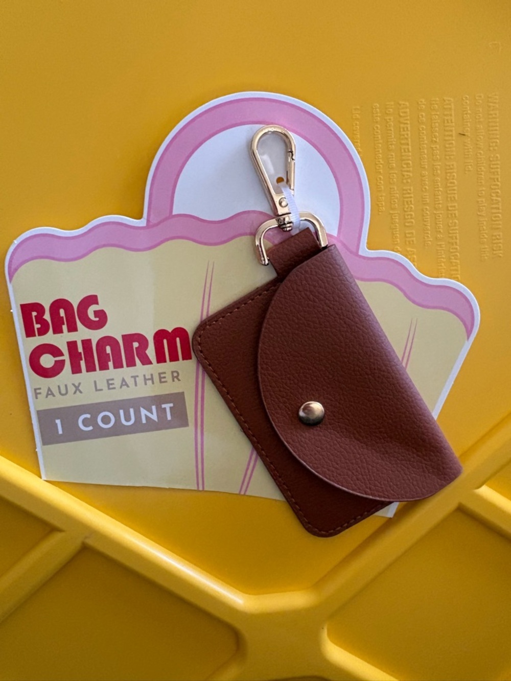 🌺 New Faux Leather Brown Bag Charm Keychain